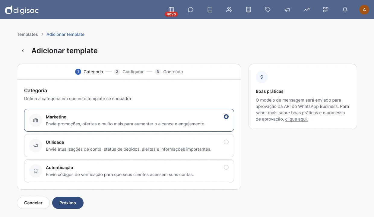 First step of the new create flow